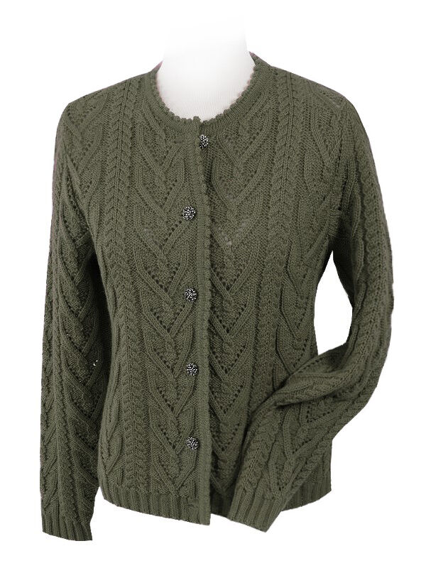 Trachtenstrickjacke Damen Dirndljacke MERINO SCHURWOLLE Grün  Trachtenstrickjacke Damen Dirndljacke MERINO SCHURWOLLE Grün