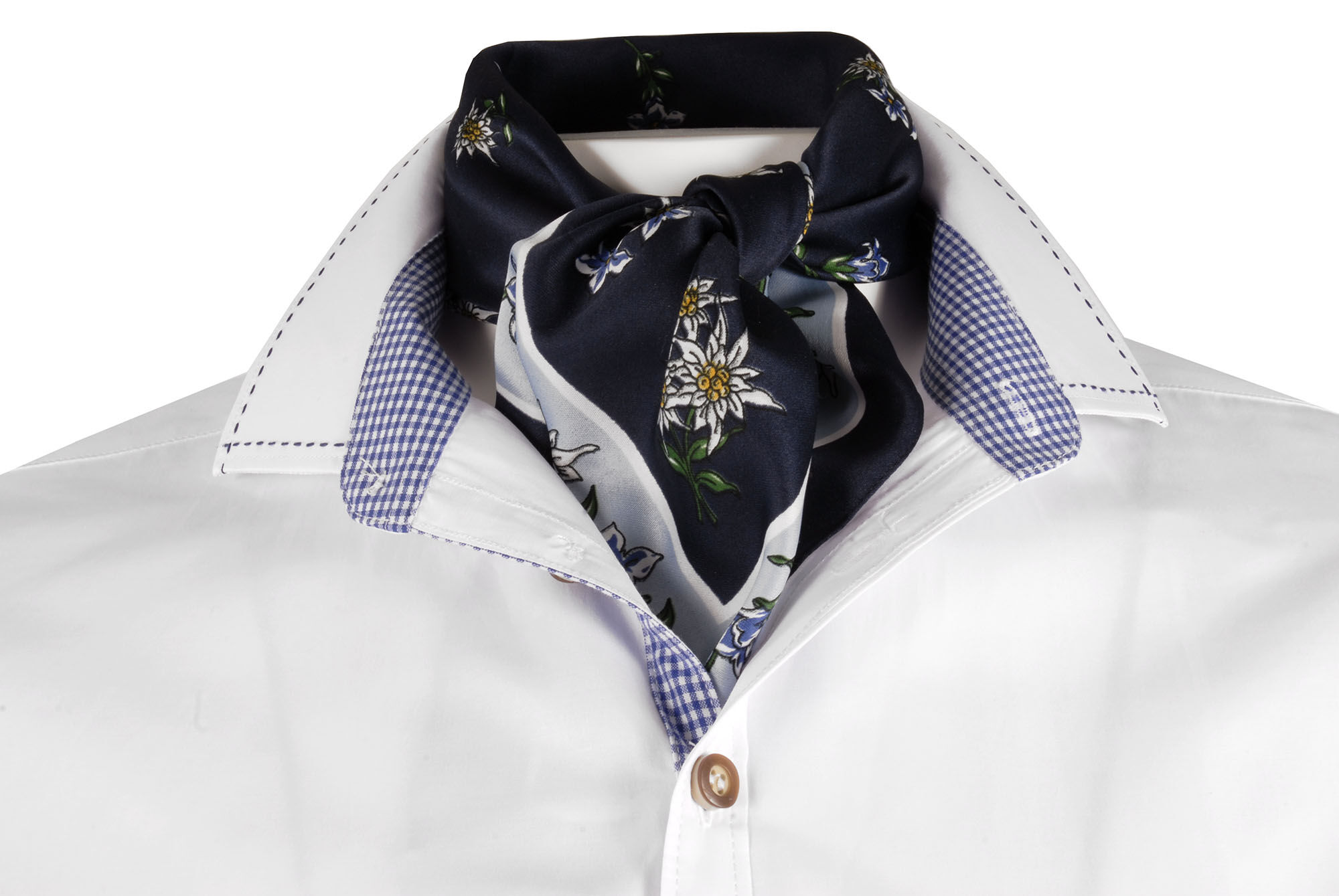 Trachtenhemd Weiß/Blau SLIMFIT mit Karo  Trachtenhemd Weiß/Blau SLIMFIT mit Karo