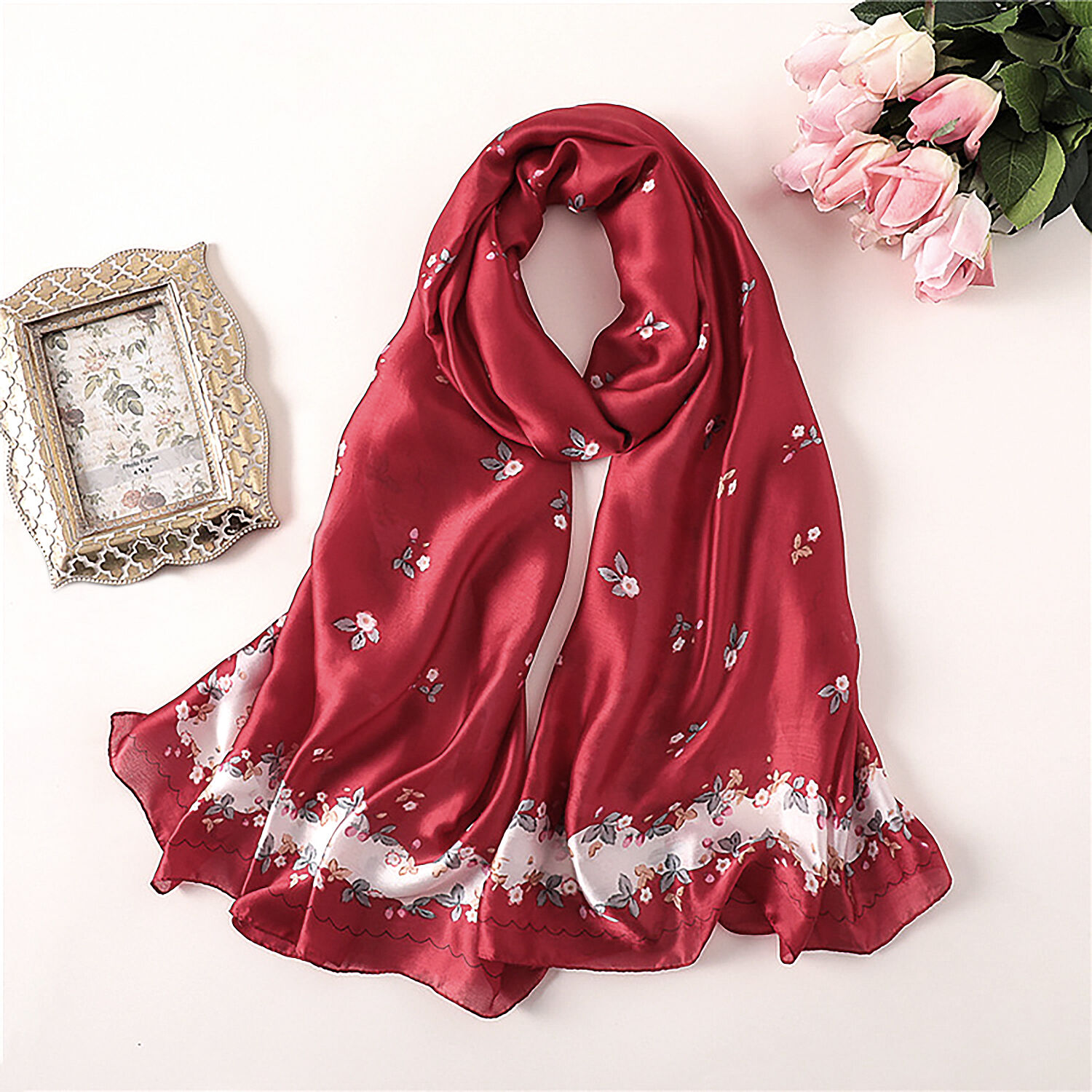 Trachtentuch Stola Dirndltuch Silk-Feeling Rot Trachtentuch Stola Dirndltuch Silk-Feeling Rot