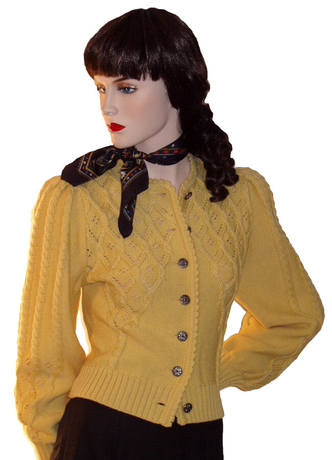 Trachtenstrickjacke Damen Dirndljacke MERINO SCHURWOLLE Gelb Trachtenstrickjacke Damen Dirndljacke MERINO SCHURWOLLE Gelb