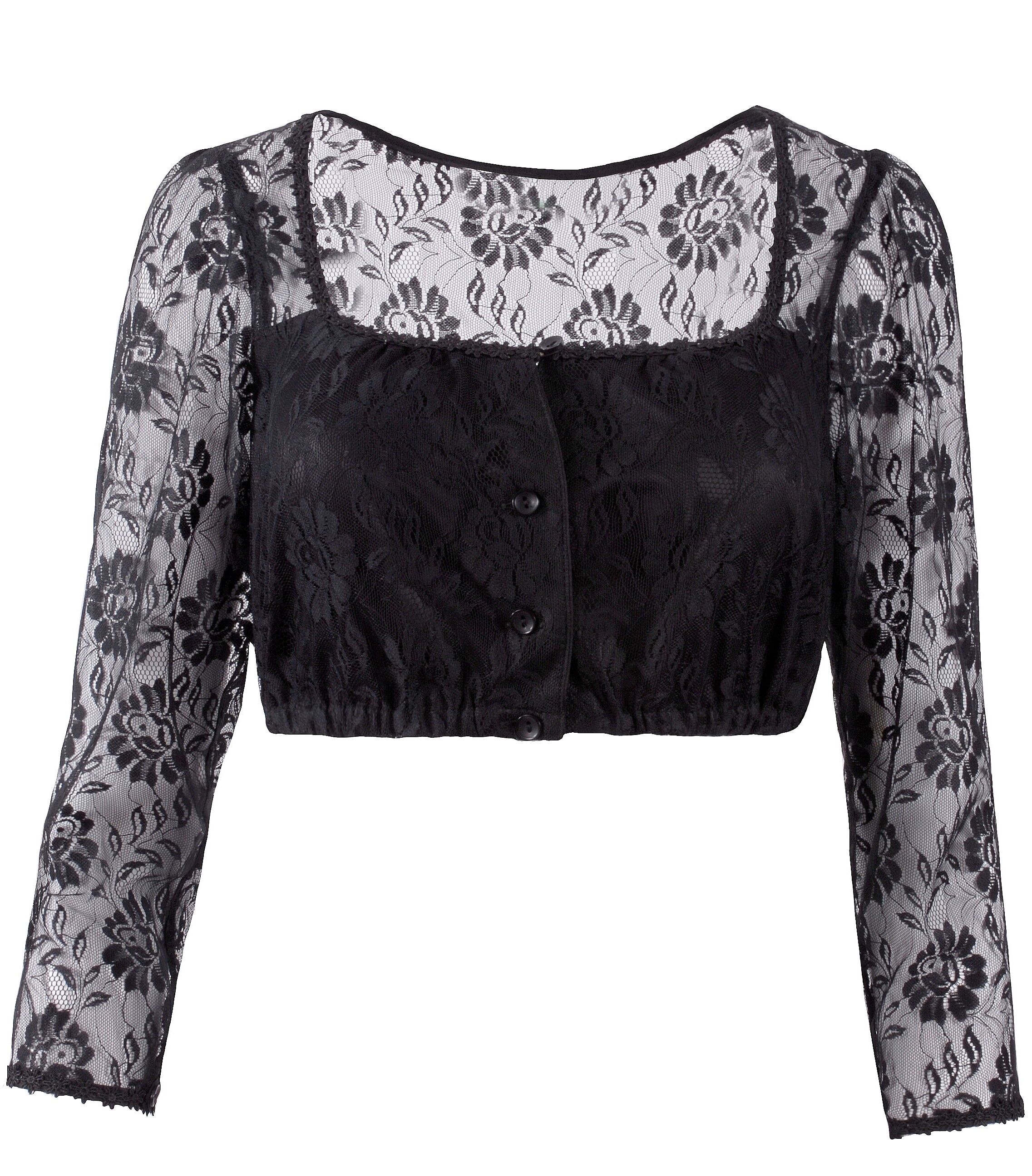PREMIUM Dirndlbluse Damen Langarm Spitze Schwarz PREMIUM Dirndlbluse Damen Langarm Spitze Schwarz