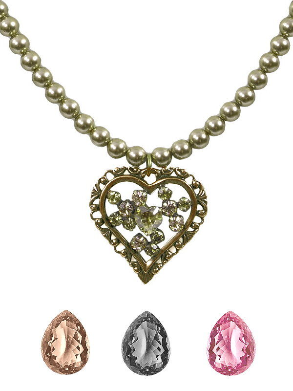 Premium Trachtenkette Perlenkette Herz Swarovski Elements Premium Trachtenkette Perlenkette Herz Swarovski Elements