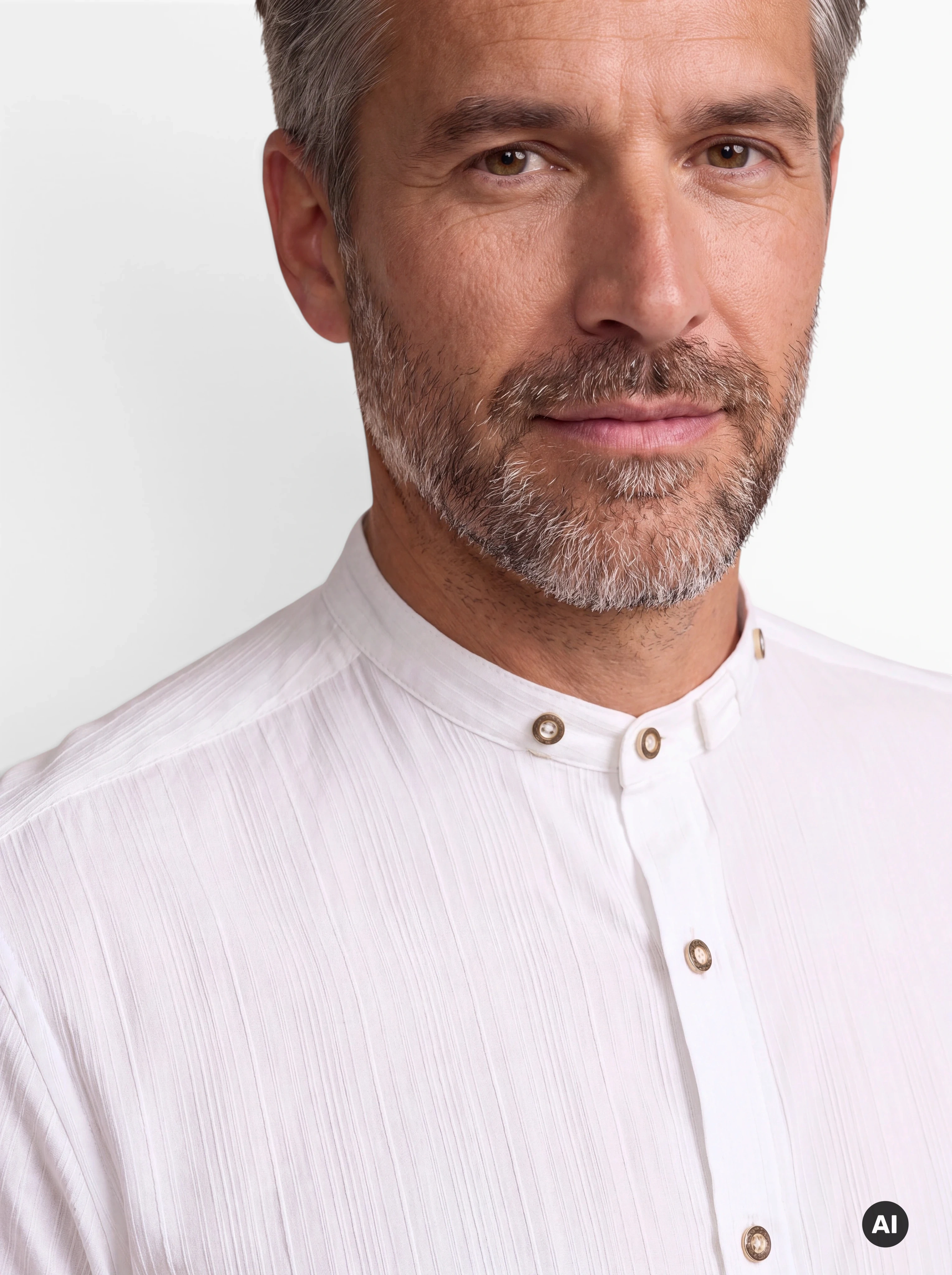 Herren Trachtenhemd Yannis Weiß mit Stehkragen