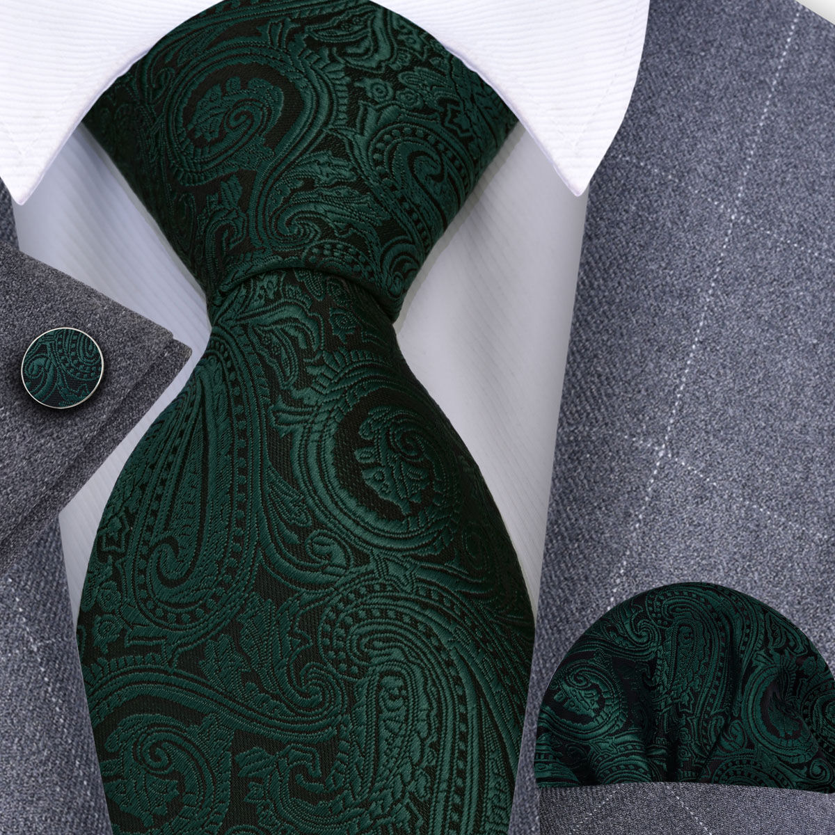 Trachtenkrawatte Paisley 100% Seide 3-tlg. Set festlich + Einstecktuch + Manschettenknöpfen Trachtenkrawatte Paisley 100% Seide 3-tlg. Set festlich + Einstecktuch + Manschettenknöpfen