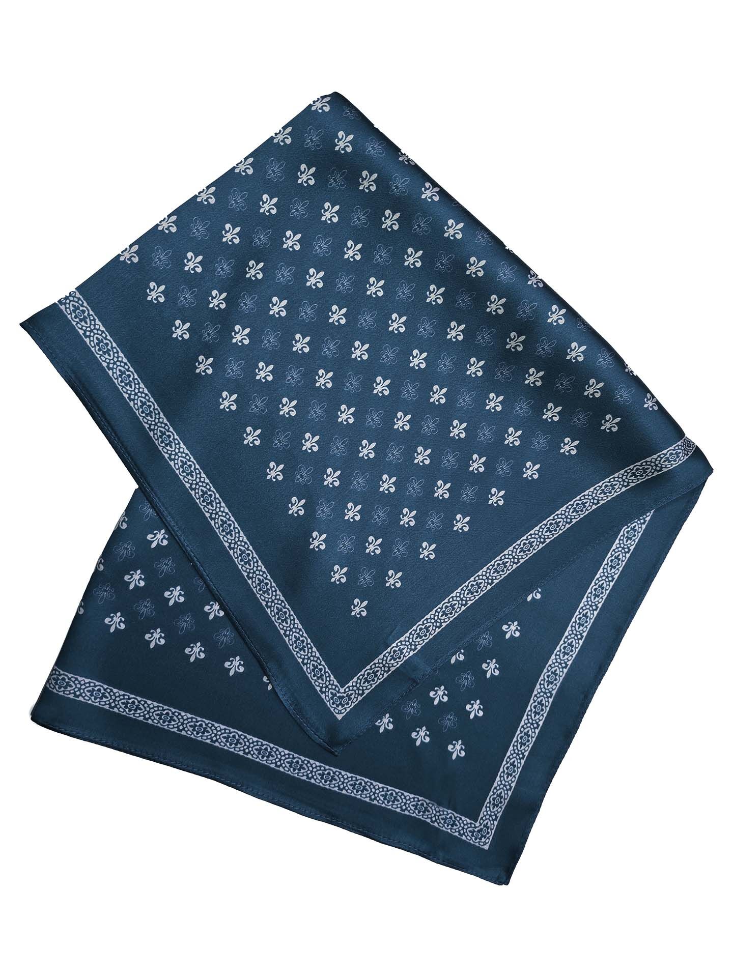 Halstuch klein 53x53 Nickituch im Fleur de Lille-Dessin 100% Seide
