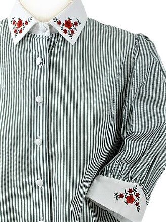 Trachtenbluse Damen Kurzarm Lang zur Jeans bestickt Grün-Rot Trachtenbluse Damen Kurzarm Lang zur Jeans bestickt Grün-Rot