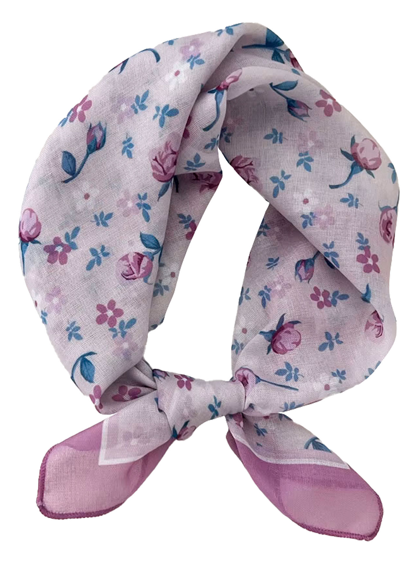 Trachtenhalstuch Nickituch Rosen-Dessin Blau Violett Apricot