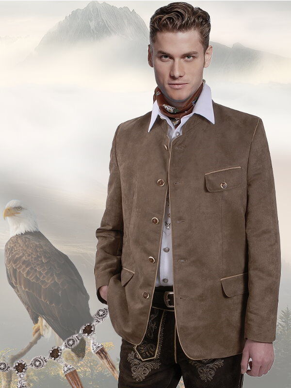 Trachtenblazer Herren Wildleder/Imitat edler Trachtenjanker Hellbraun Trachtenblazer Herren Wildleder/Imitat edler Trachtenjanker Hellbraun