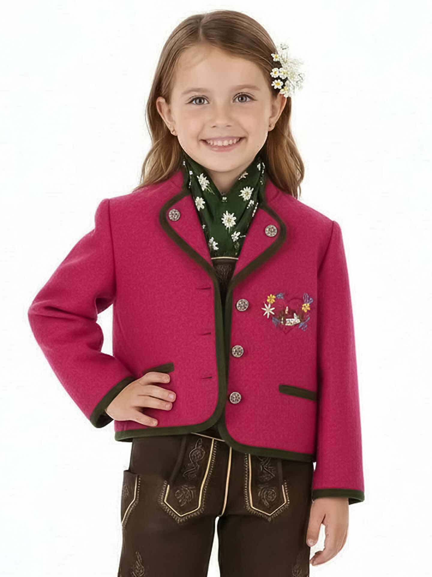 Trachtenjacke Mädchen Madl 100% Merinowolle Rosa Erika