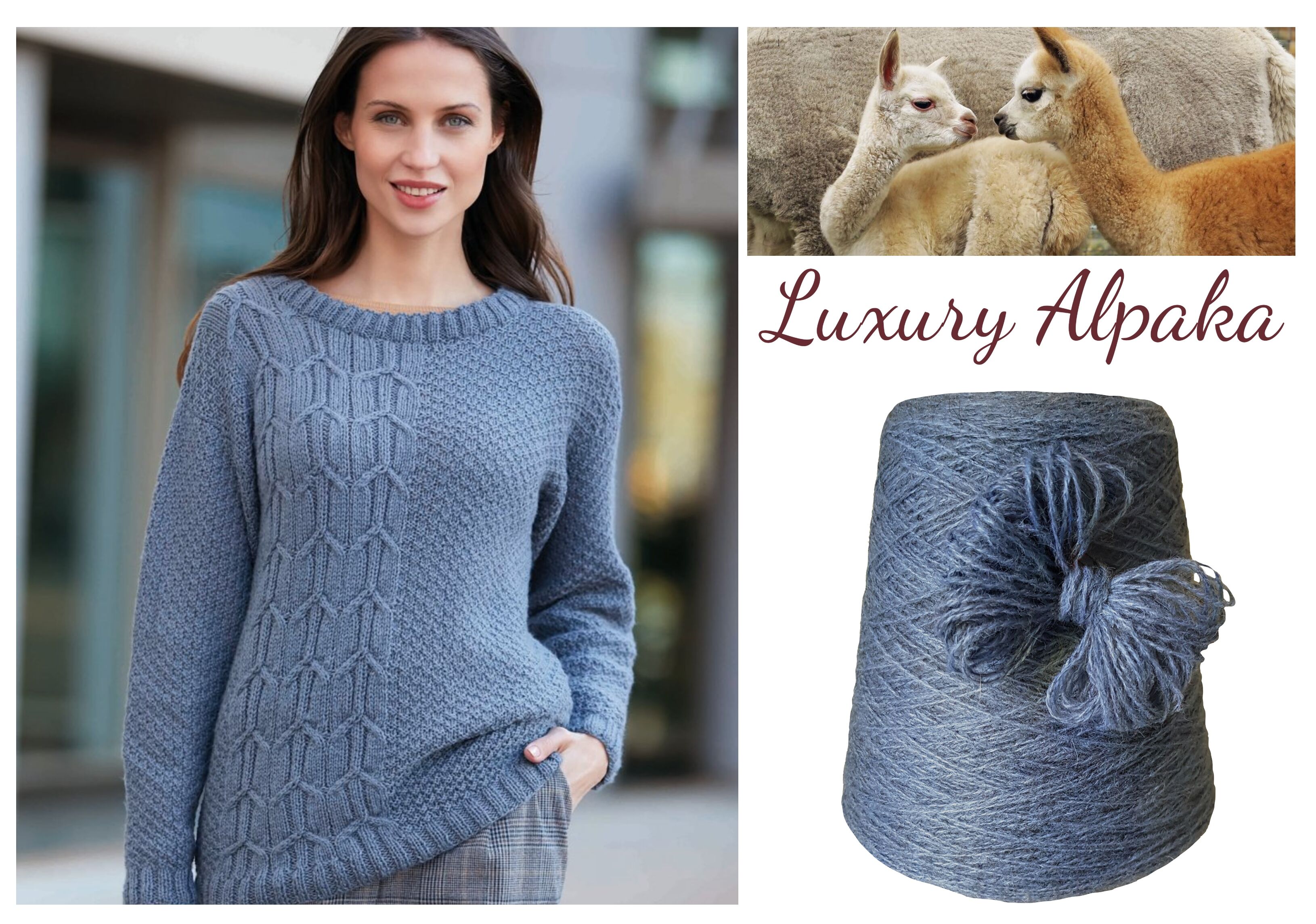PREMIUM 100% ALPAKA STRICKWOLLE zum BEST-PREIS - 1 Konen/500 Gramm Blau  PREMIUM 100% ALPAKA STRICKWOLLE zum BEST-PREIS - 1 Konen/500 Gramm Blau