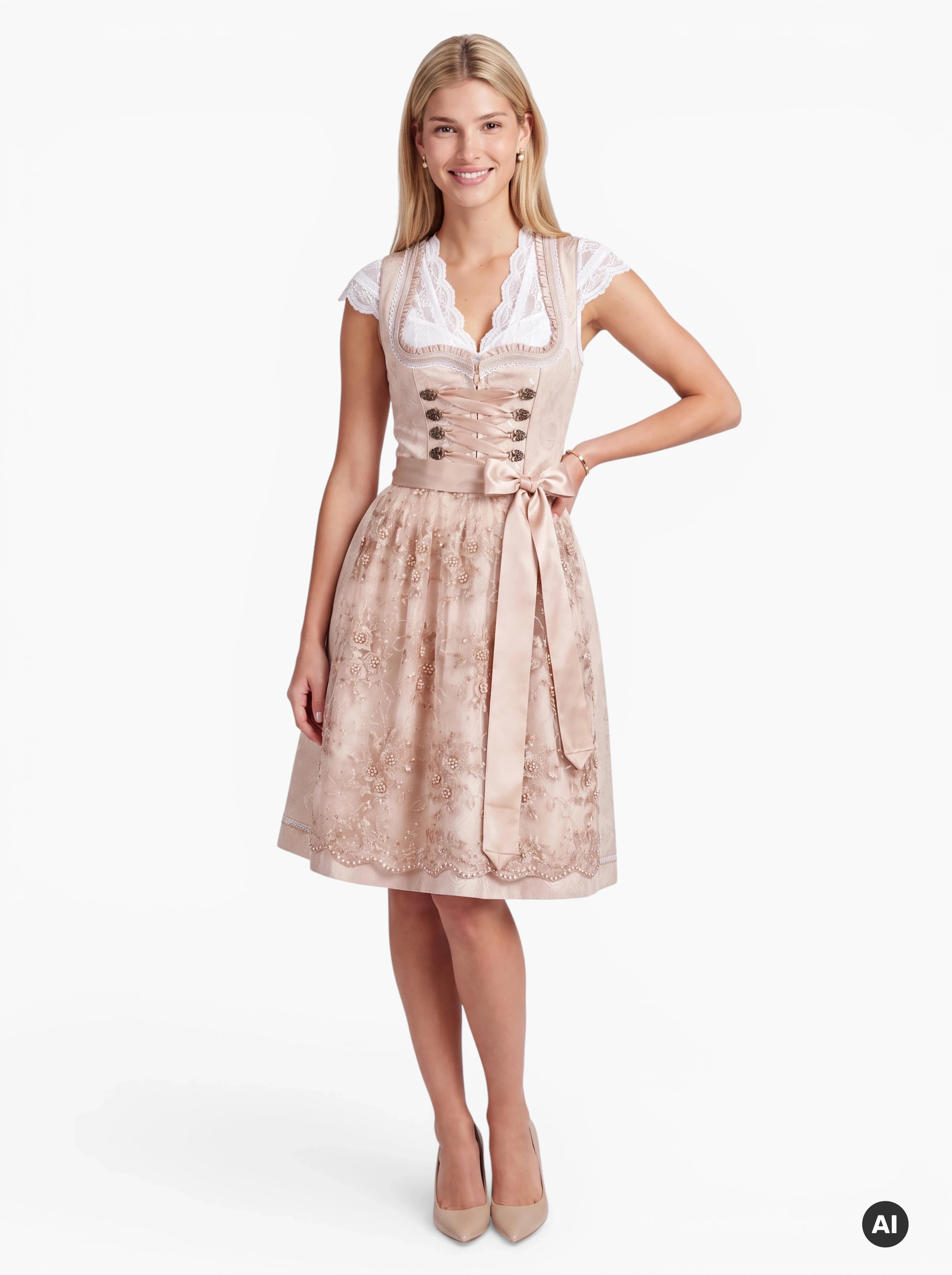 Mini Dirndl Anna Beige 65 cm