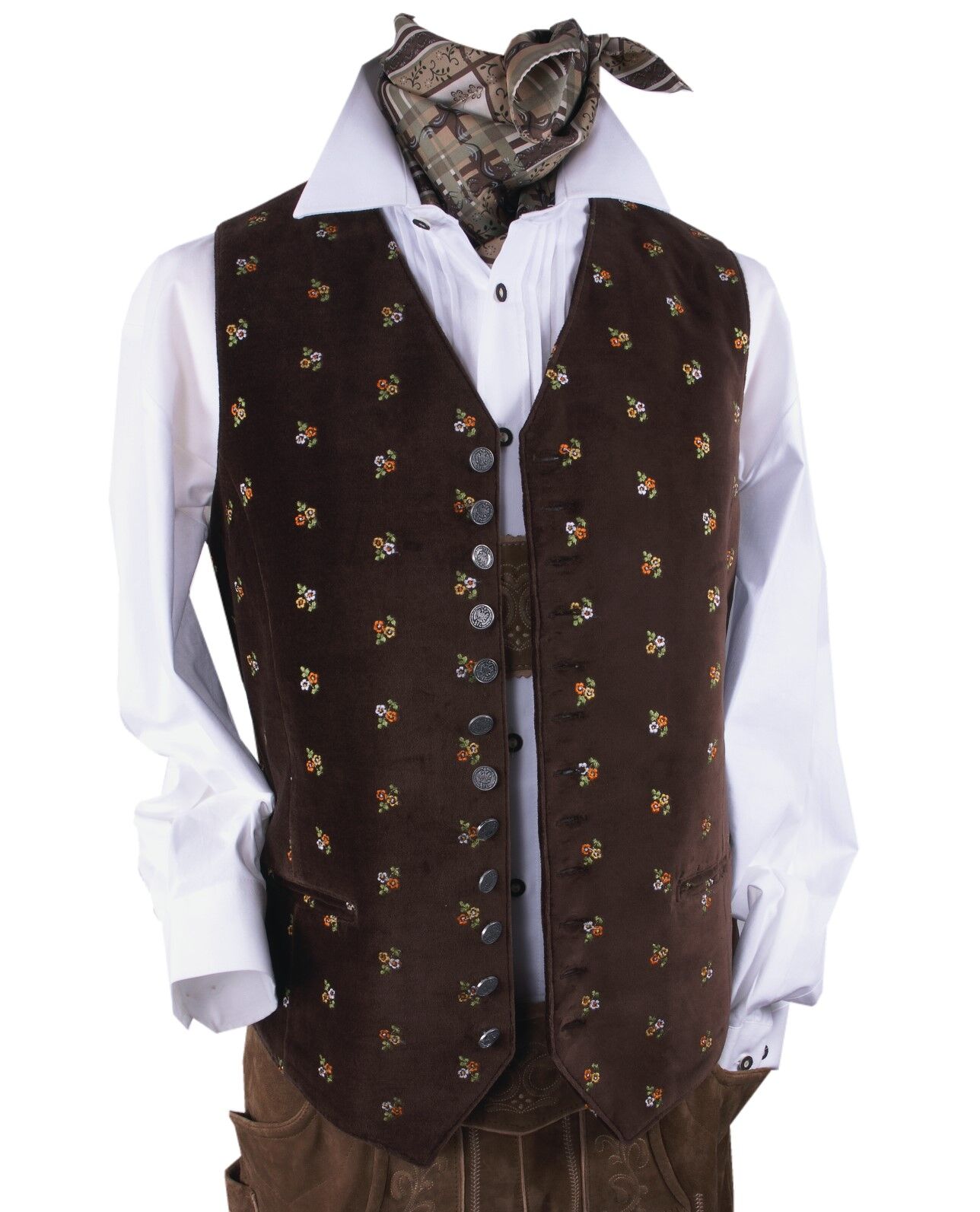 Trachtenweste Herren Samtweste Gilet Samt Braun bestickt Trachtenweste Herren Samtweste Gilet Samt Braun bestickt