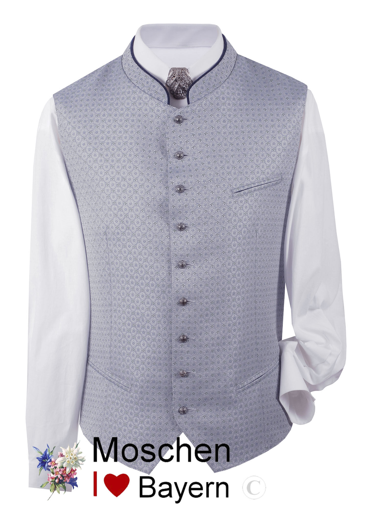 PREMIUM Trachtenweste Herren Hochzeits-Gilet Silber-Blau FESTLICH PREMIUM Trachtenweste Herren Hochzeits-Gilet Silber-Blau FESTLICH