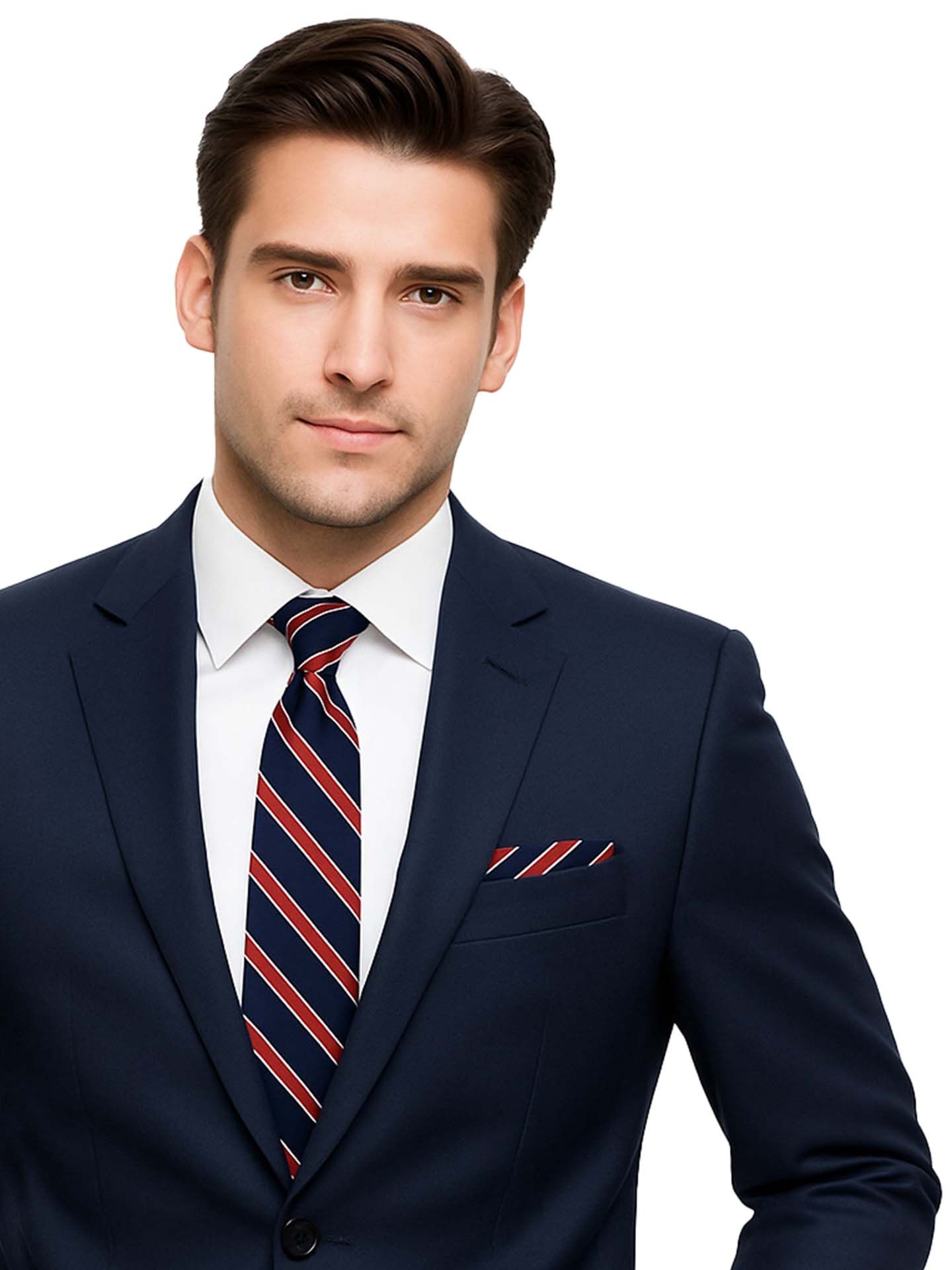 Krawatte Herren 100% Seide Streifen- 4-tlg. Set + Einstecktuch + Manschettenknöpfen Krawatte Herren 100% Seide Streifen- 4-tlg. Set + Einstecktuch + Manschettenknöpfen