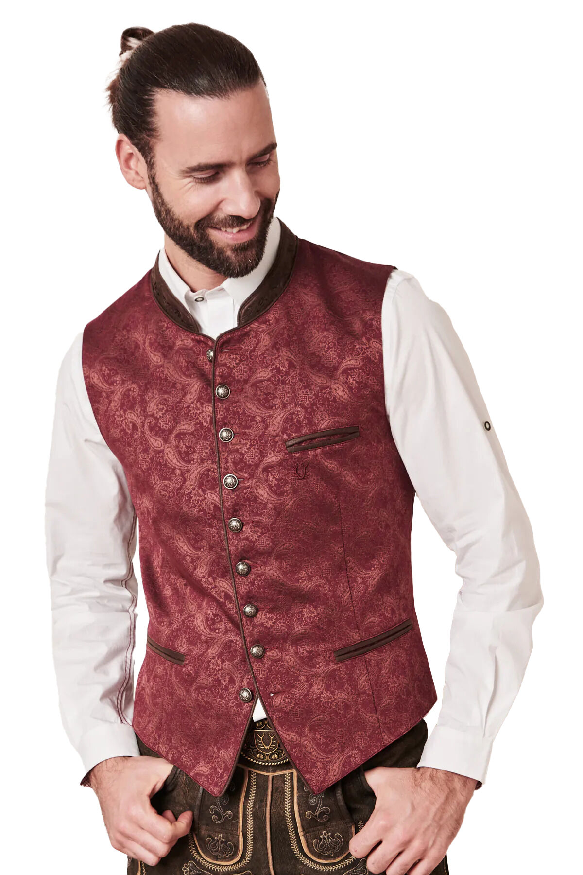 Trachtenweste Herren Gilet Rot-Bordeauxe FESTLICH Trachtenweste Herren Gilet Rot-Bordeauxe FESTLICH