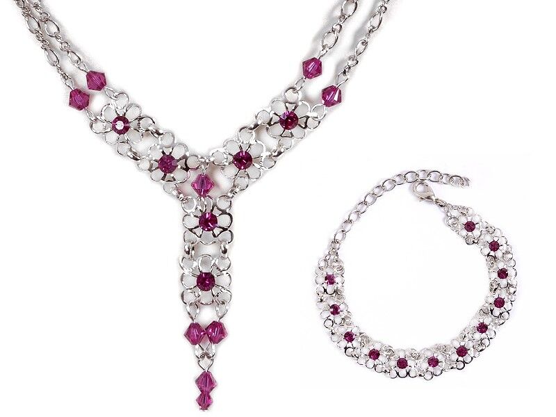 Premium Trachtencollier + Armband - versilbert + Swarovski-Kristall Premium Trachtencollier + Armband - versilbert + Swarovski-Kristall