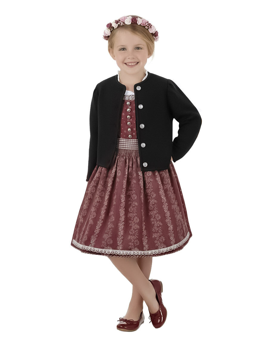 Trachtenjacke Mädchen Madl 100% Merinowolle Links-Links Schwarz