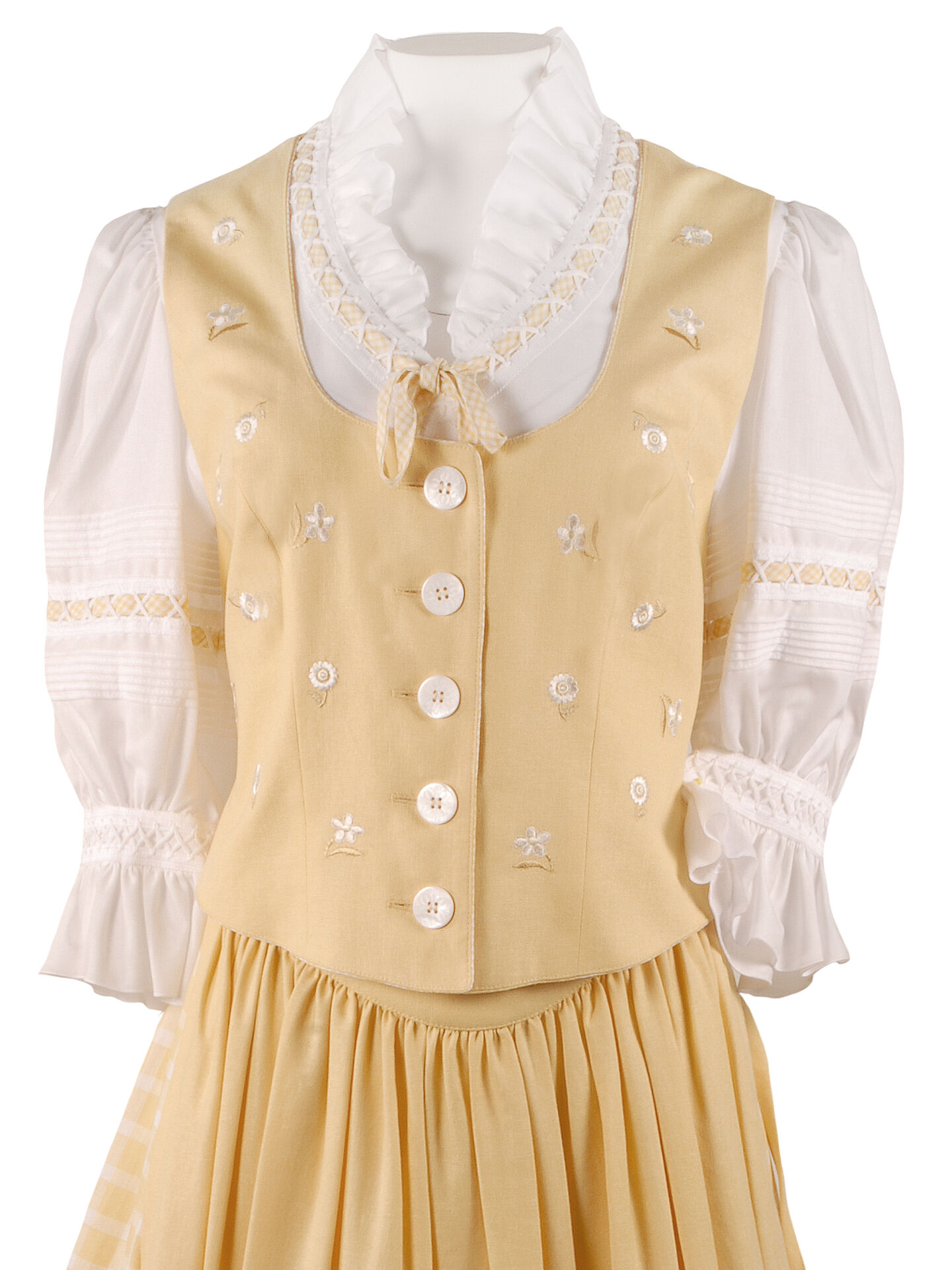 PREMIUM Trachten-Ensemble 3-teilig - Trachtenmieder + Trachtenrock + Trachtenbluse Gelb PREMIUM Trachten-Ensemble 3-teilig - Trachtenmieder + Trachtenrock + Trachtenbluse Gelb