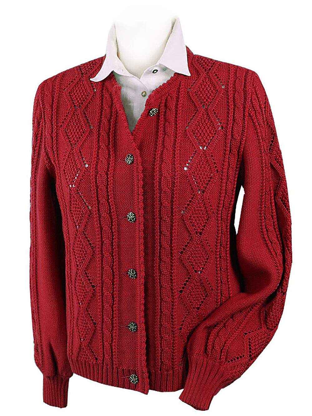 Trachtenstrickjacke Damen Dirndljacke MERINO SCHURWOLLE Rot  Trachtenstrickjacke Damen Dirndljacke MERINO SCHURWOLLE Rot