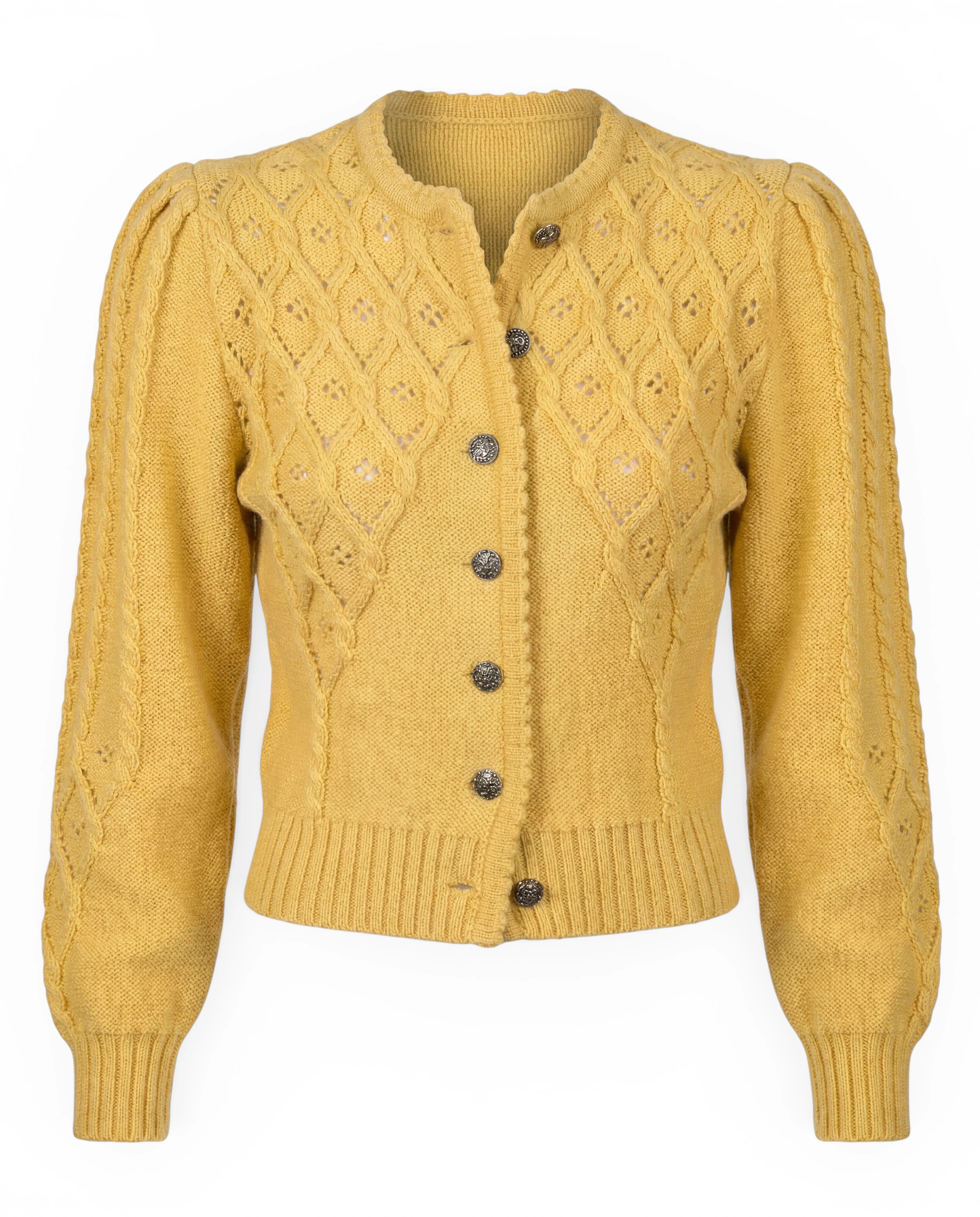 Trachtenstrickjacke Damen Dirndljacke MERINO SCHURWOLLE Gelb