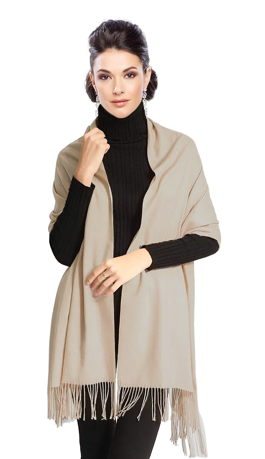 Pashmina Stola Kaschmir Umhang Cashmere Schal Damen Beige Pashmina Stola Kaschmir Umhang Cashmere Schal Damen Beige