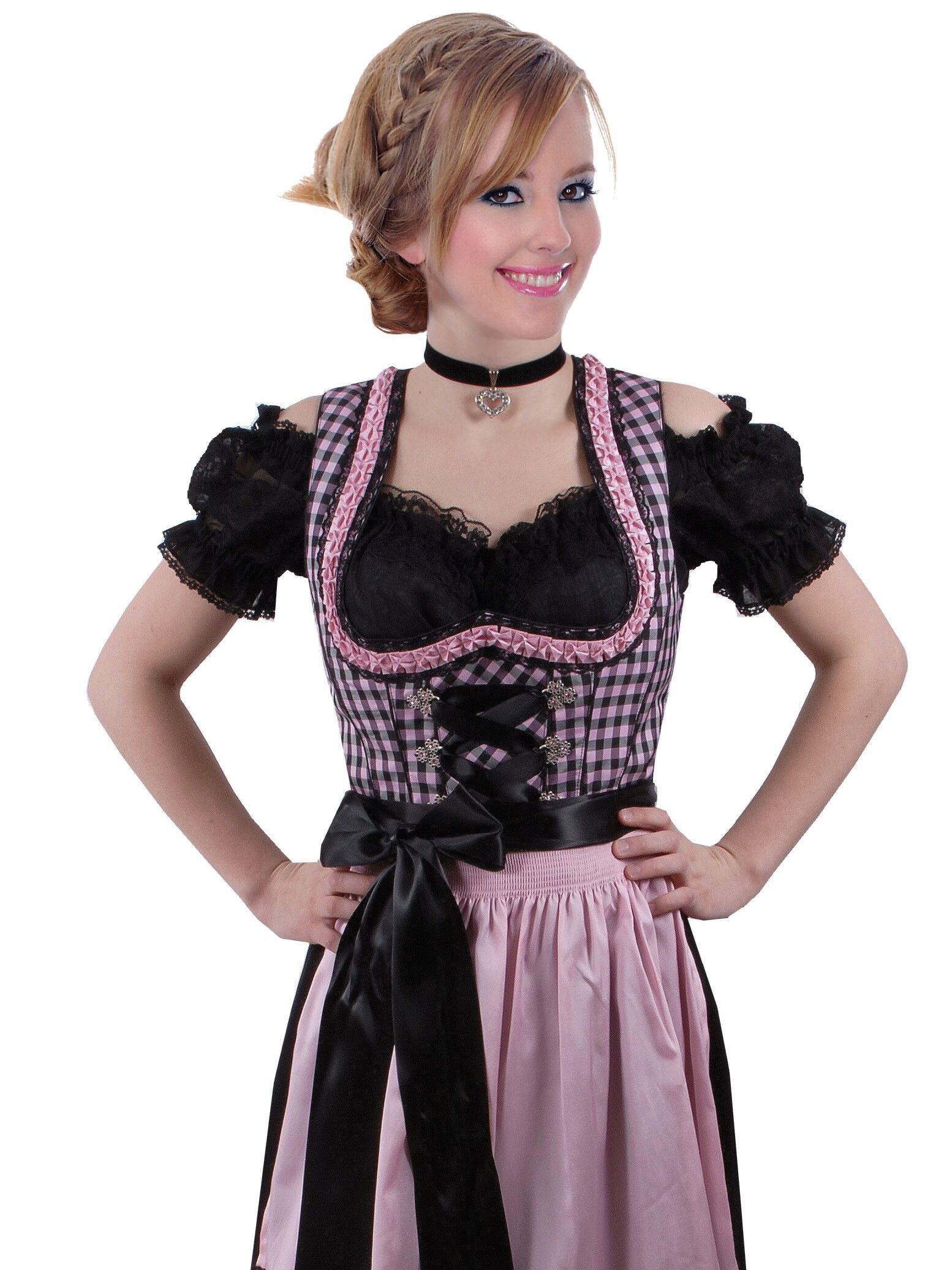 Mini-Dirndl kurzes Dirndl Schwarz/Rosa Mini-Dirndl kurzes Dirndl Schwarz/Rosa