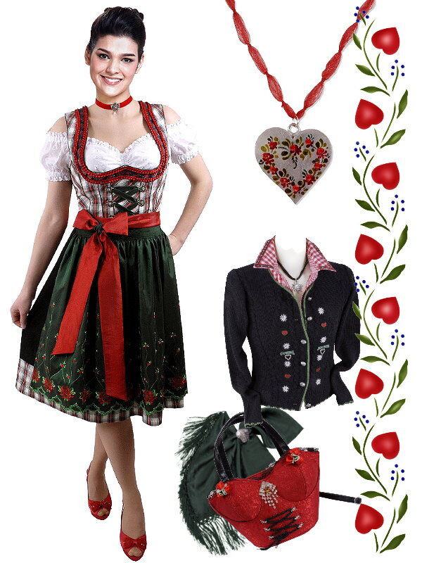 Tolles Wiesn-Dirndl - Mini-Dirndl kurzes Dirndl kariert Rot-Grün Tolles Wiesn-Dirndl - Mini-Dirndl kurzes Dirndl kariert Rot-Grün