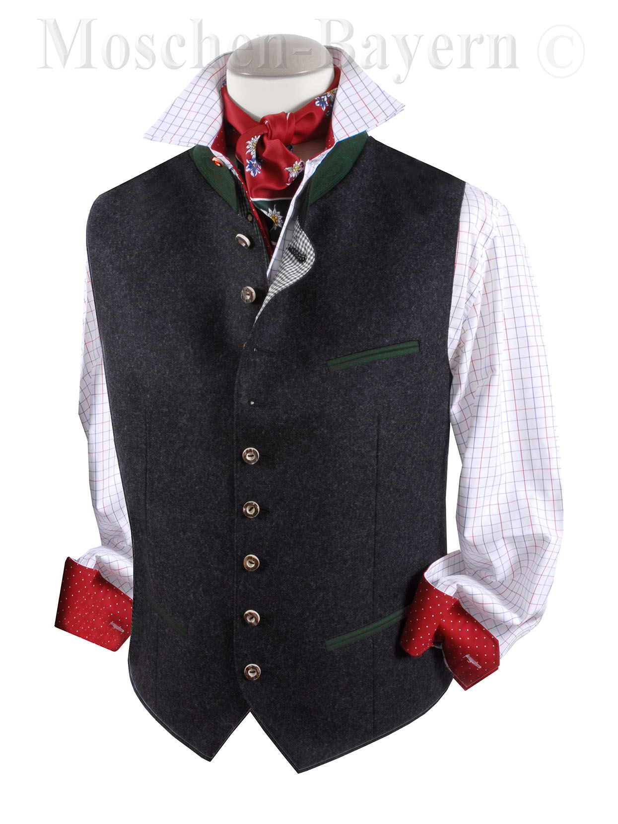 Klassische Trachtenweste Herren Lodenweste Gilet Wolle Anthrazit 100% Schurwolle Klassische Trachtenweste Herren Lodenweste Gilet Wolle Anthrazit 100% Schurwolle