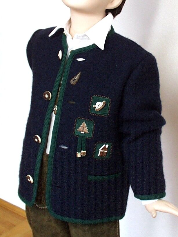 Trachtenjacke Jungen/Buben 100% Merinowolle Dunkelblau