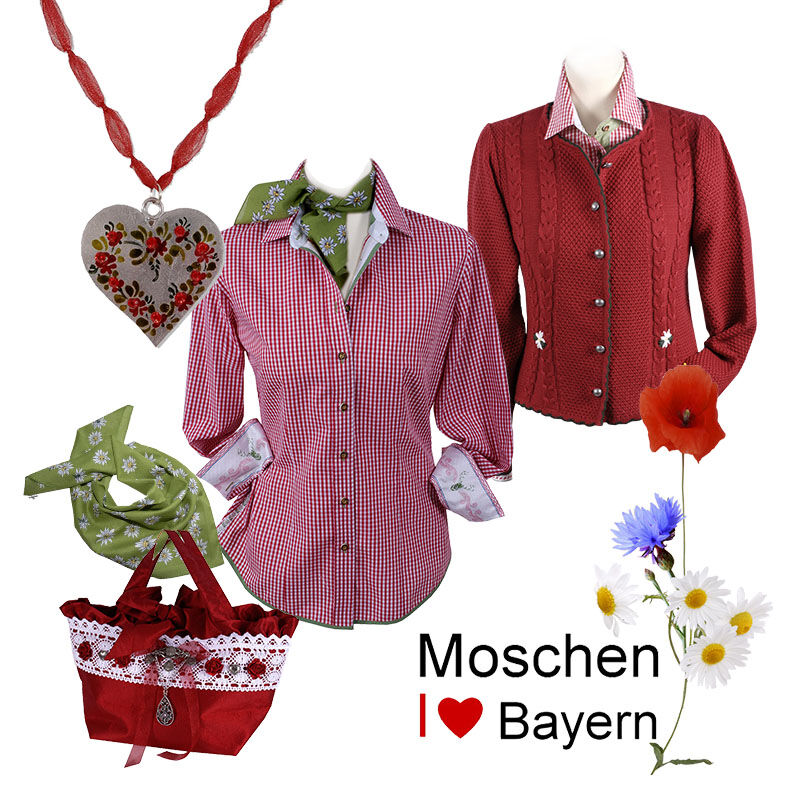 Trachtenbluse kariert rot Trachtenstrickjacke Damen - FB