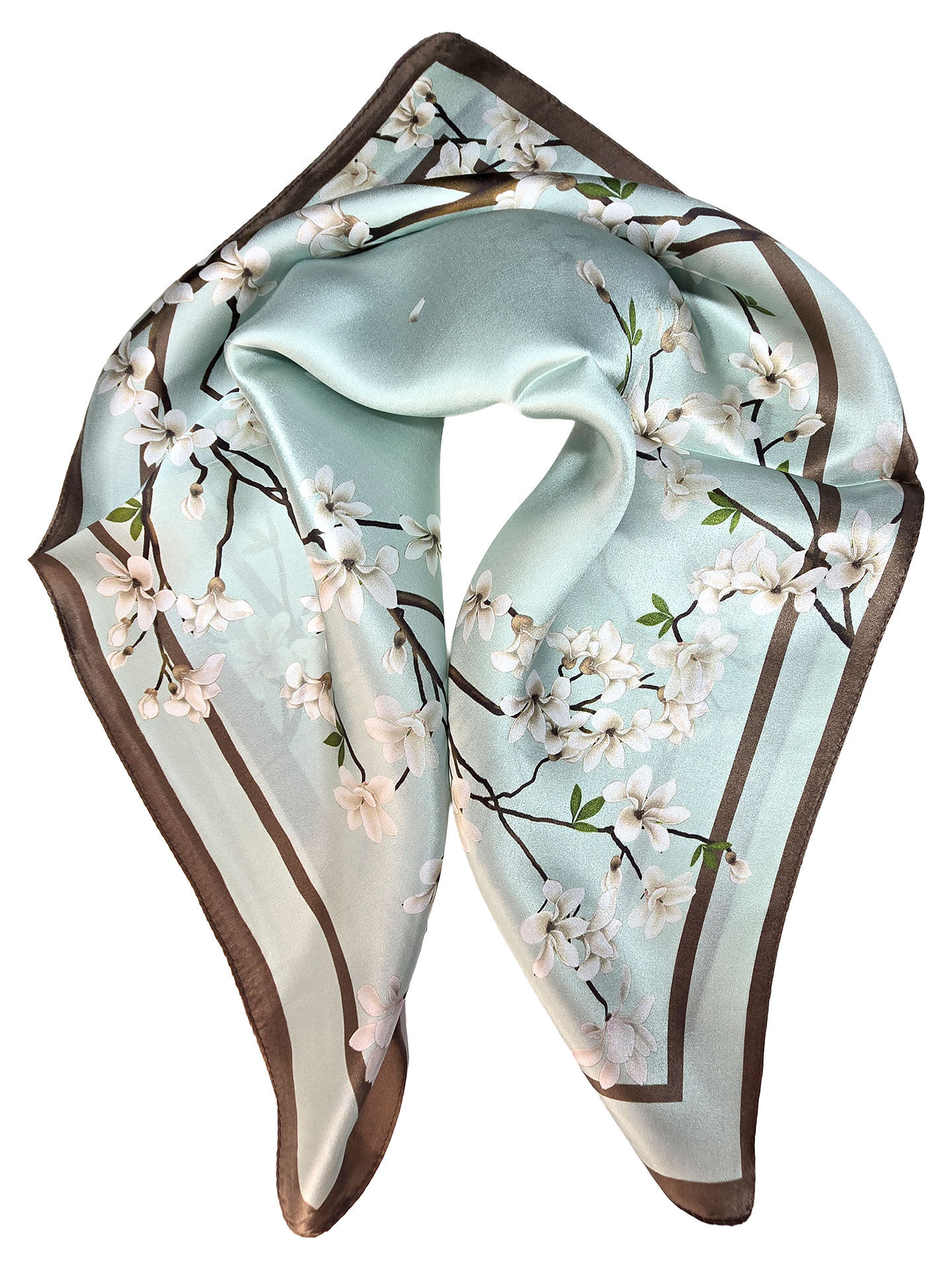 Seidenhalstuch Magnolia Damen Nickituch 100% Seide Hellblau