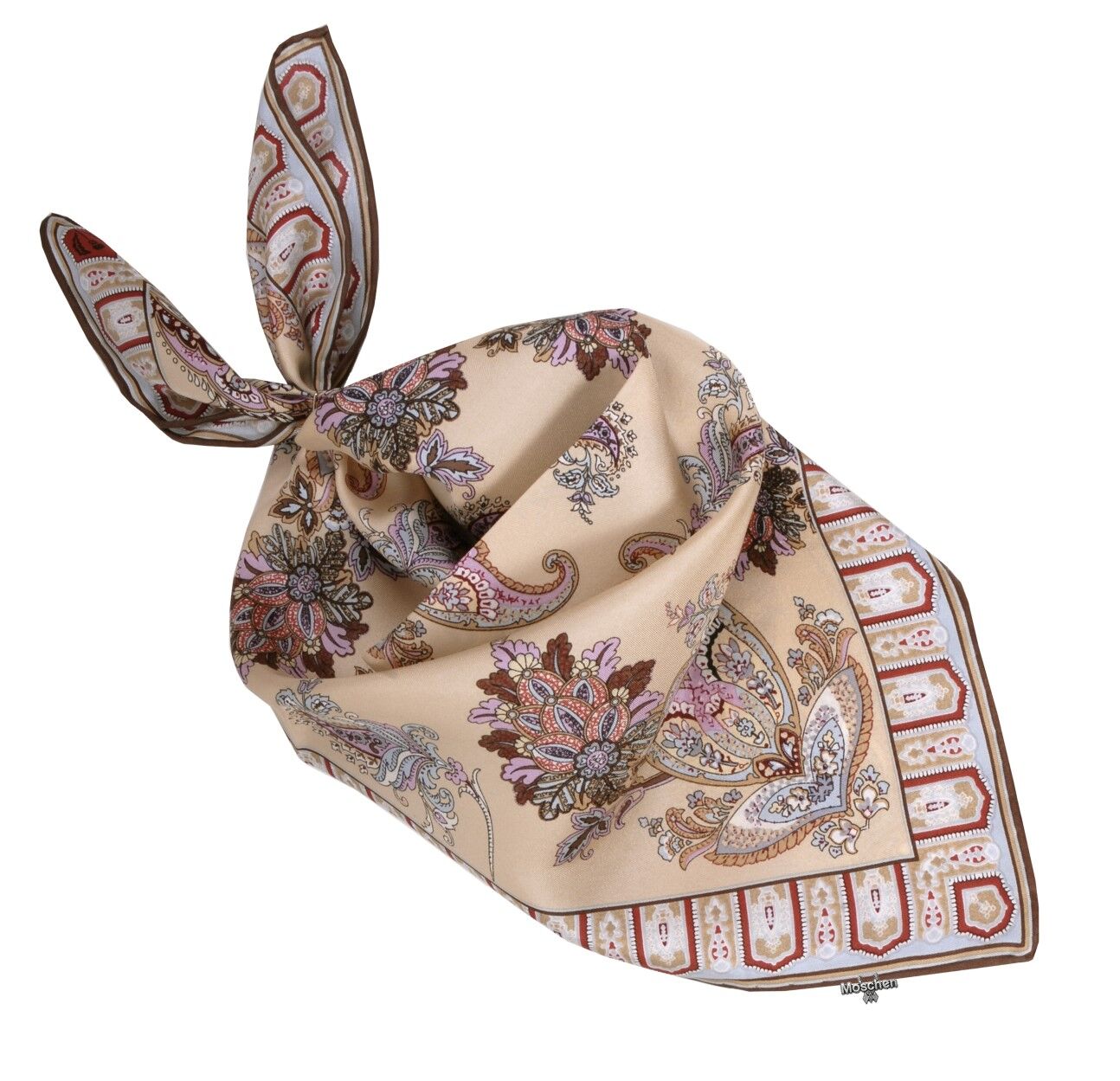 Trachtenhalstuch Nickituch Paisley 100% Seide Beige + Pink Trachtenhalstuch Nickituch Paisley 100% Seide Beige + Pink