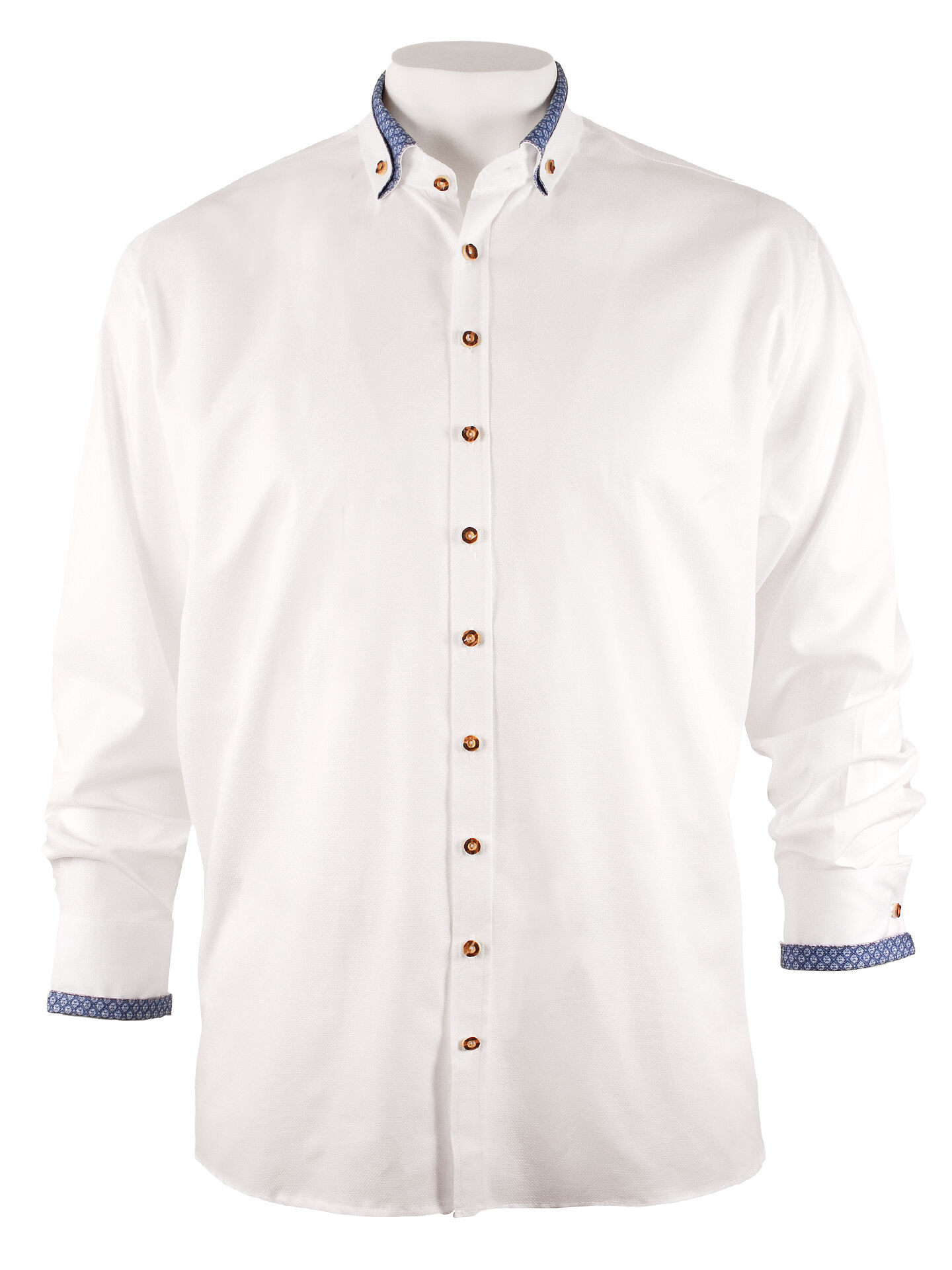 Trachtenhemd Herren Weiß/Blau Regular SLIM Fit Trachtenhemd Herren Weiß/Blau Regular SLIM Fit