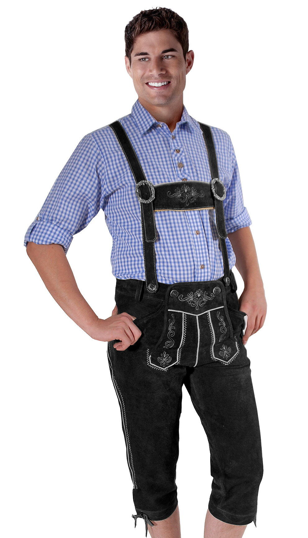 Trachtenlederhose Kniebundlederhose Schwarz Trachtenlederhose Kniebundlederhose Schwarz