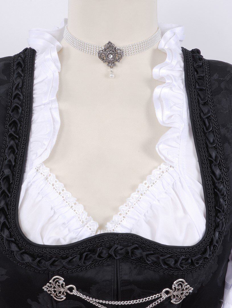 Kropfband Silberband Ornament + Perle - echt versilbert