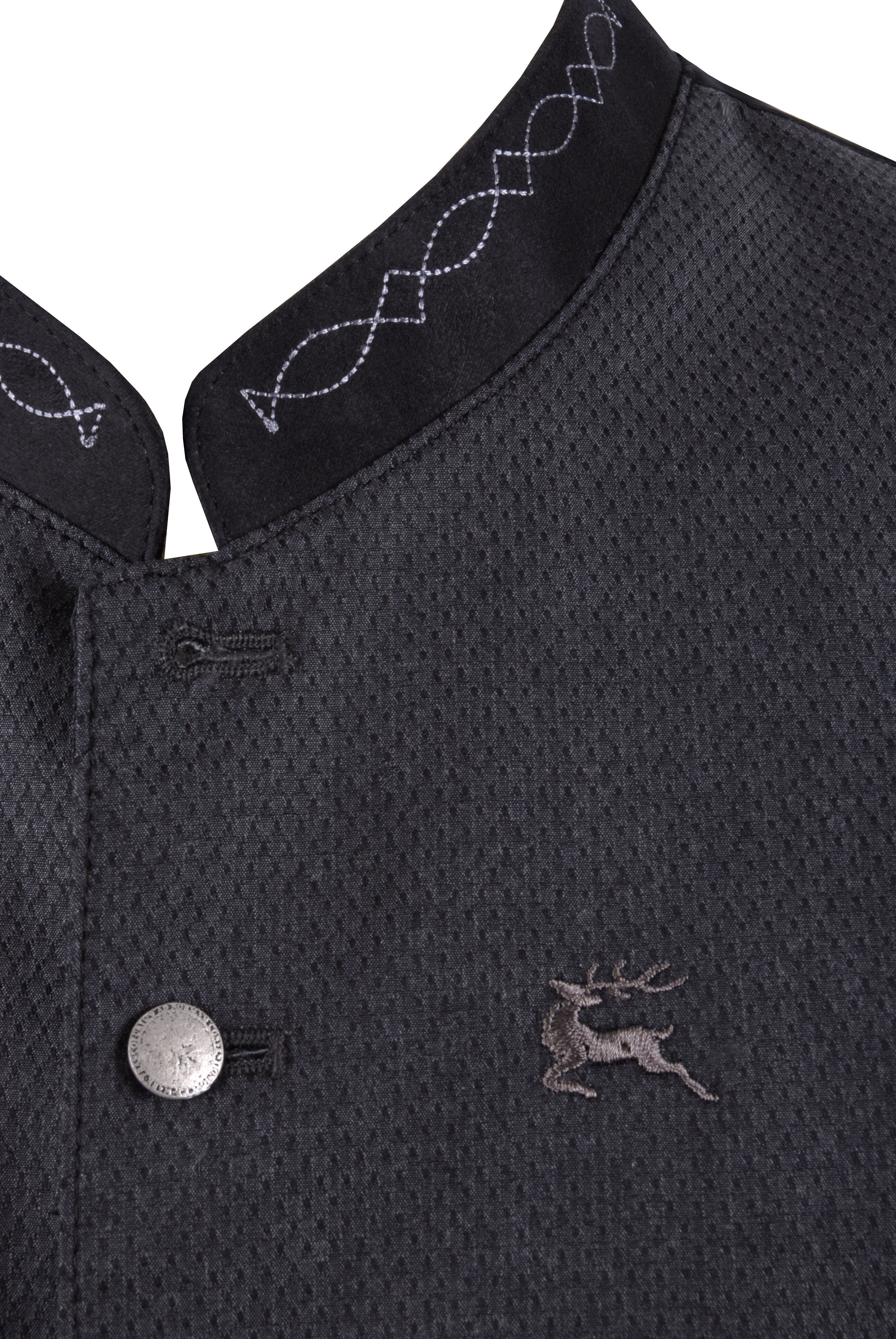 Trachtenweste Herrenweste Gilet Anthrazit Hirsch-Stickerei Trachtenweste Herrenweste Gilet Anthrazit Hirsch-Stickerei