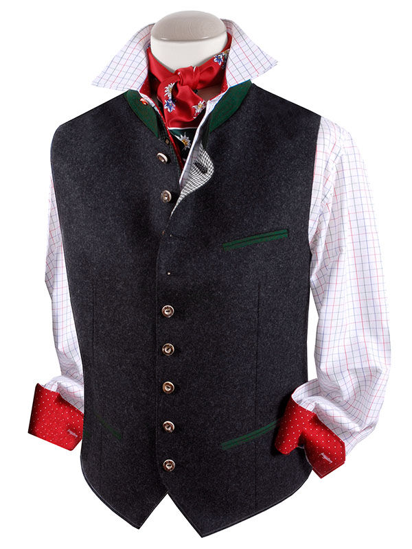 Klassische Trachtenweste Herren Lodenweste Gilet Wolle Anthrazit 100% Schurwolle Klassische Trachtenweste Herren Lodenweste Gilet Wolle Anthrazit 100% Schurwolle
