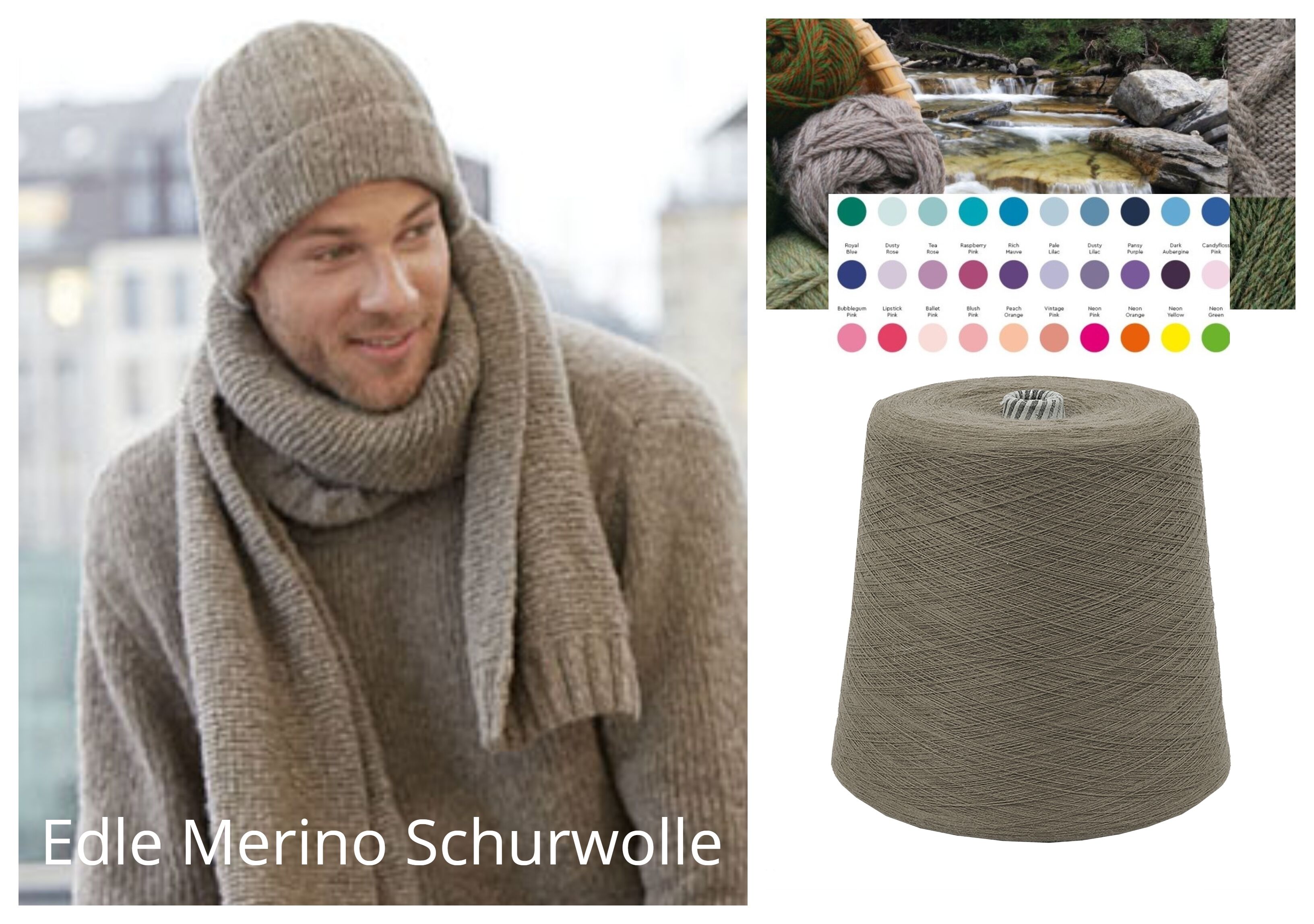 STRICKWOLLE - dicke SCHURWOLLE 1 KG Konen/1000 Gramm Farbe Stein STRICKWOLLE - dicke SCHURWOLLE 1 KG Konen/1000 Gramm Farbe Stein