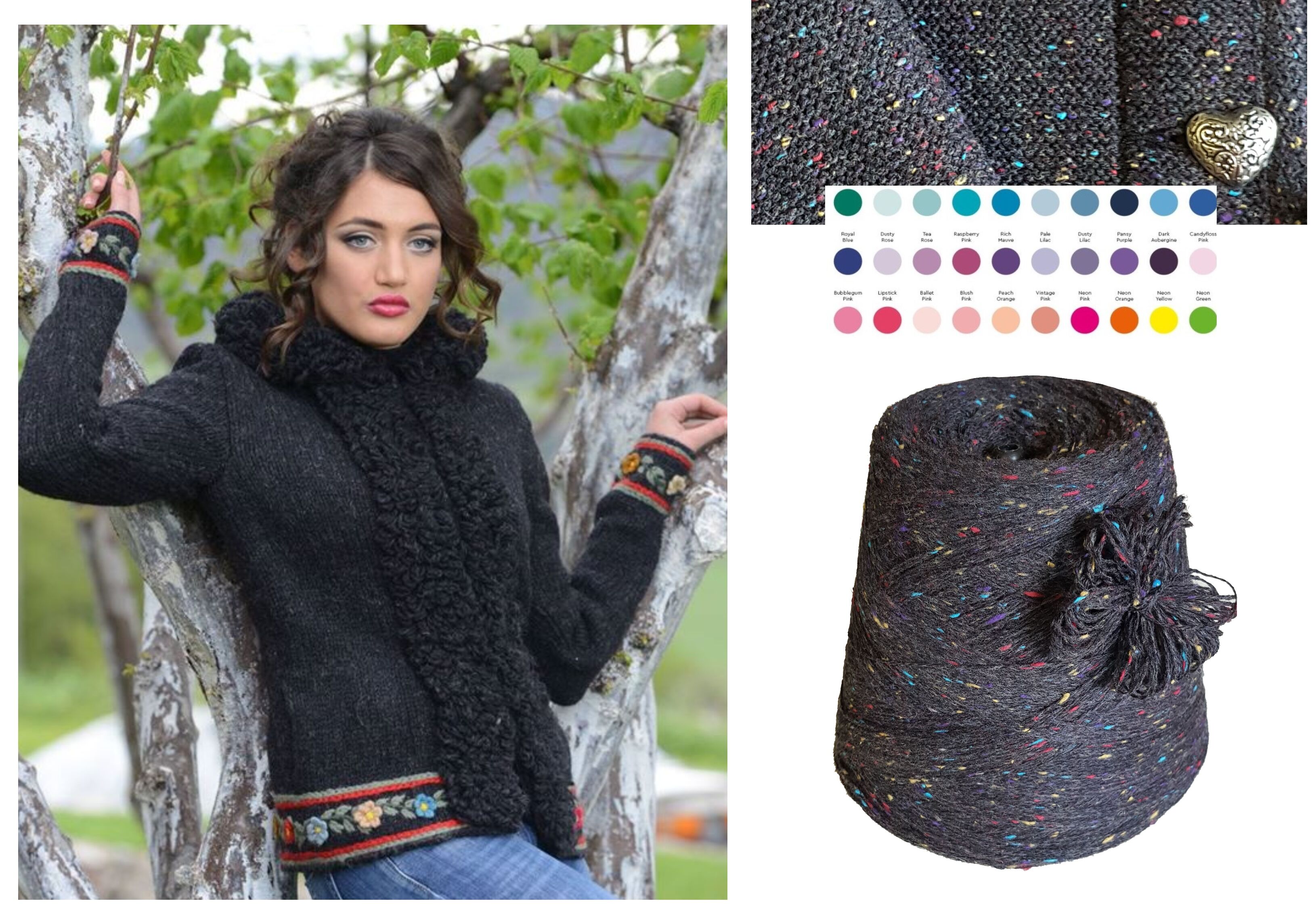 PREMIUM STRICKWOLLE - SCHURWOLLE-TWEED - 1 KG Konen/1000 Gramm  Schwarz Bunt PREMIUM STRICKWOLLE - SCHURWOLLE-TWEED - 1 KG Konen/1000 Gramm  Schwarz Bunt