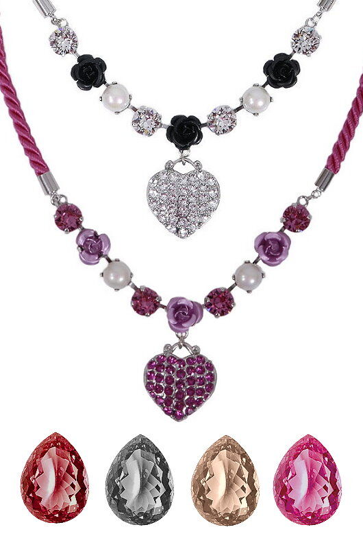Premium Trachtenkette Herz-Rosen  Swarovski Elements Premium Trachtenkette Herz-Rosen  Swarovski Elements