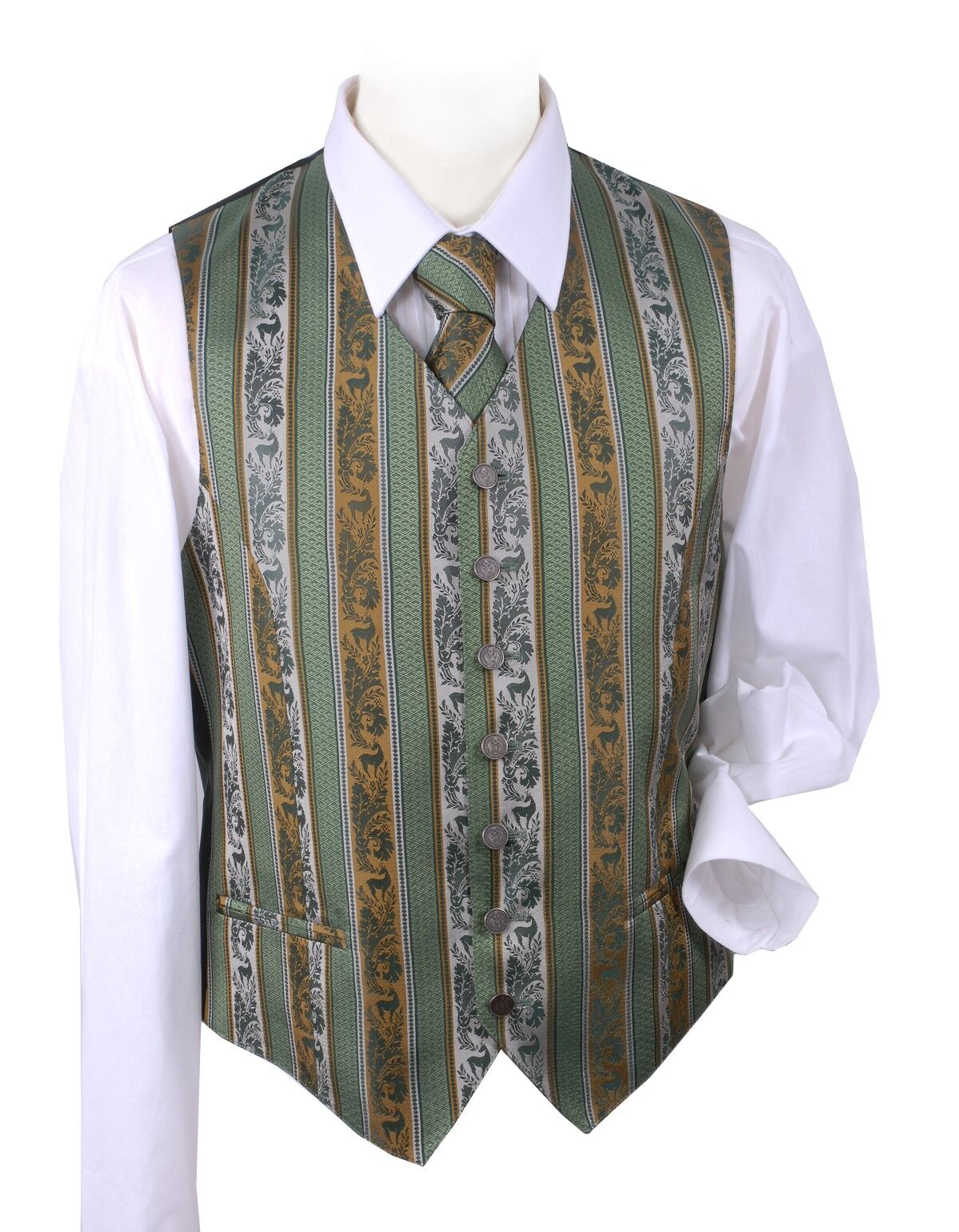 PREMIUM Trachtenweste Seidenweste Gilet Grün-Braun FESTLICH PREMIUM Trachtenweste Seidenweste Gilet Grün-Braun FESTLICH
