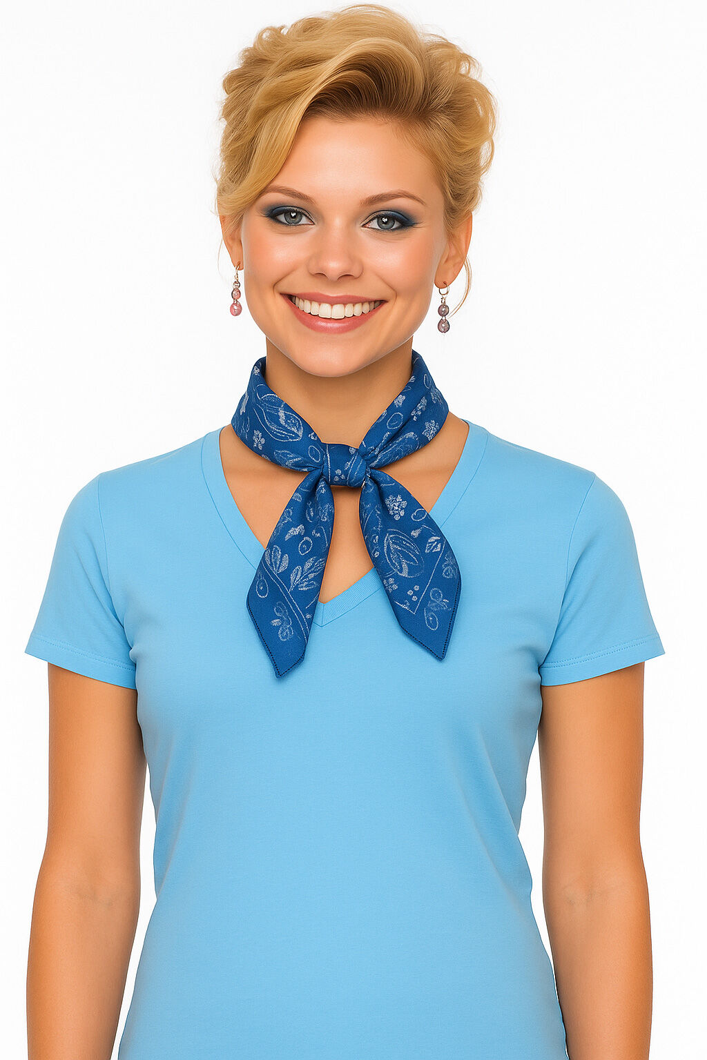 Trachtenhalstuch Nickituch Florales-Dessin Blau