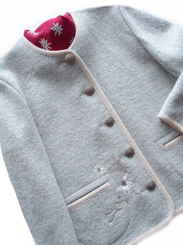 Trachtenjacke Mädchen Walkjacke 100% Merinowolle Hellblau