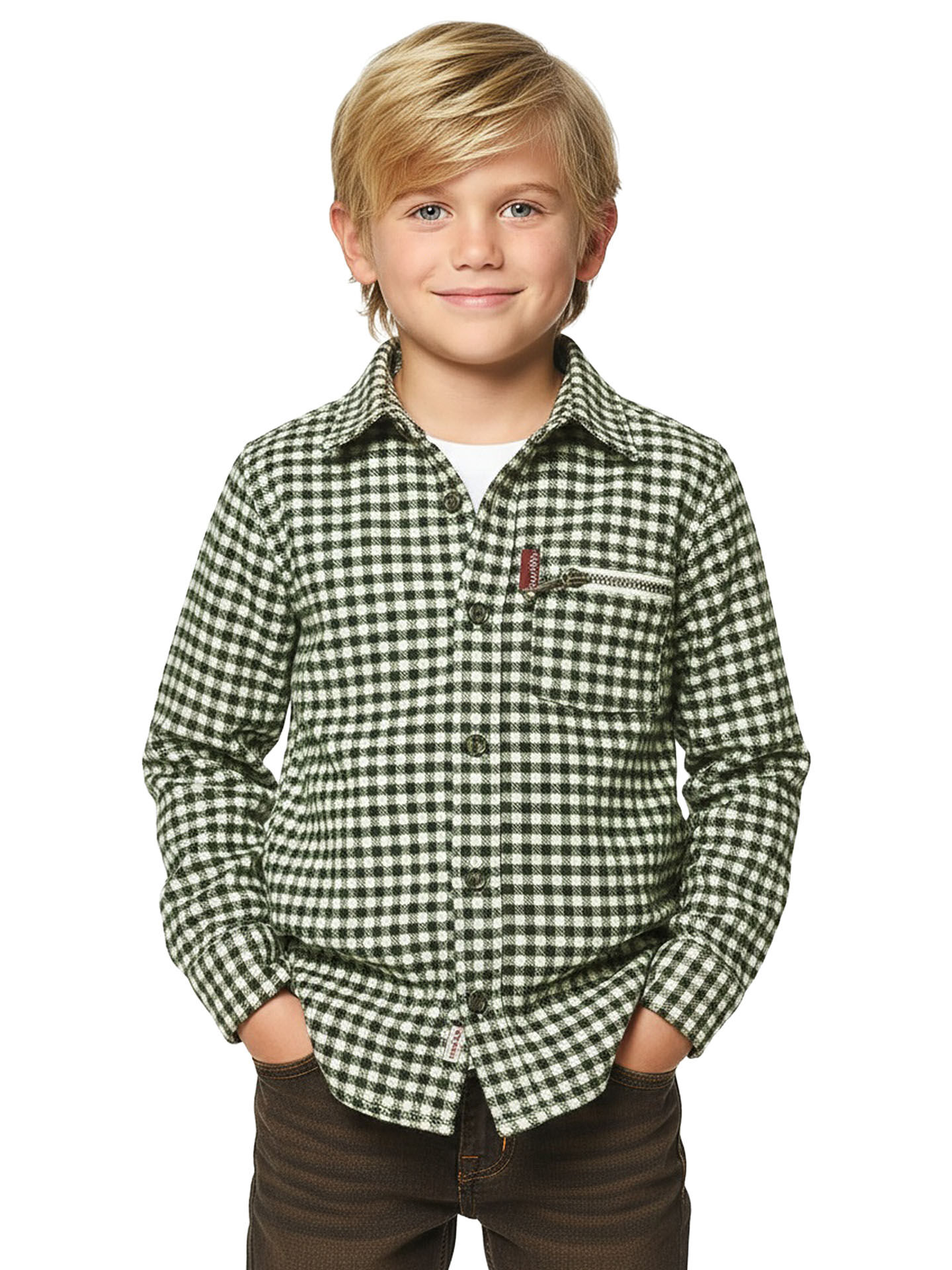 Kinder-Trachtenhemd kariert Grün warmes Flanellhemd Kinder-Trachtenhemd kariert Grün warmes Flanellhemd