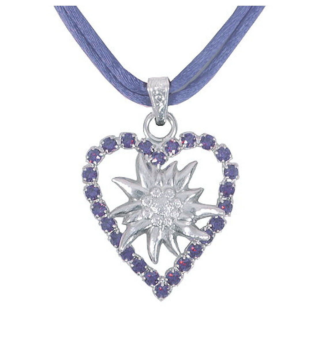 Trachtenherz Edelweißkette Swarovski Elements Blau Hellblau Trachtenherz Edelweißkette Swarovski Elements Blau Hellblau