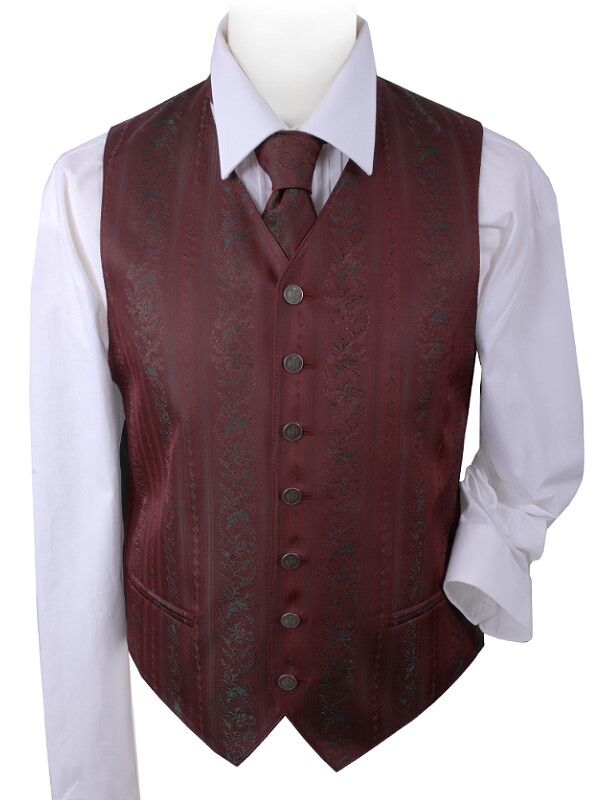 PREMIUM Trachtenweste Seidenweste Gilet Bordeauxe FESTLICH 