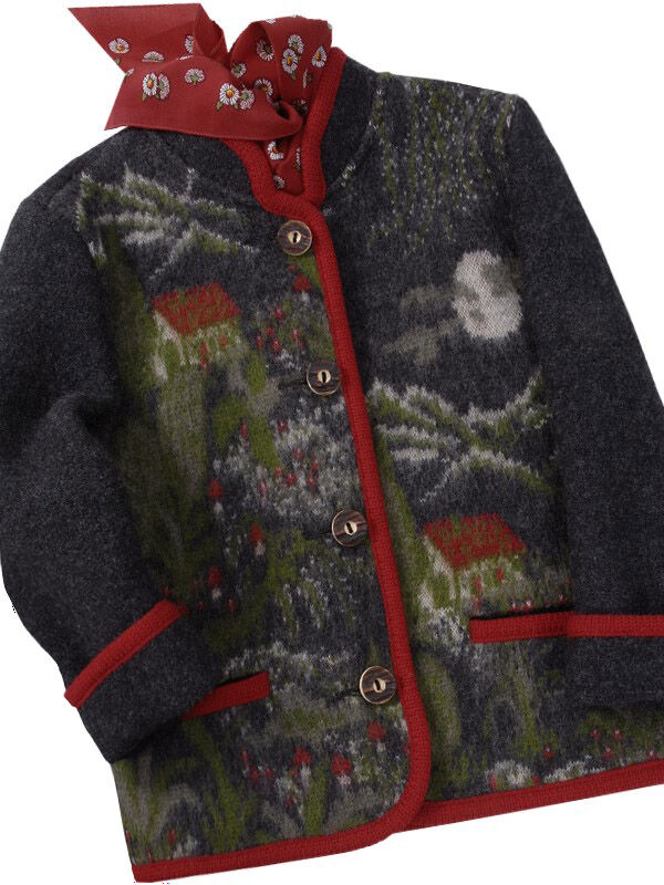 Trachtenjacke Jungen/Buben 100% Merinowolle Landschaftsmotiv