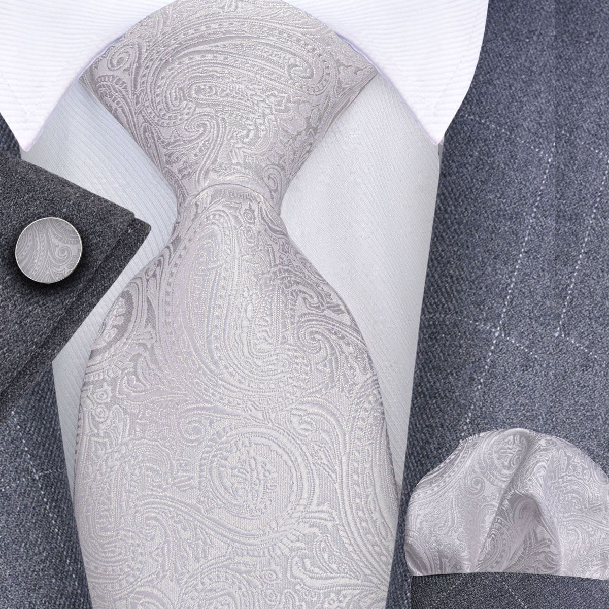 Trachtenkrawatte Paisley 100% Seide 3-tlg. Set festlich + Einstecktuch + Manschettenknöpfen Trachtenkrawatte Paisley 100% Seide 3-tlg. Set festlich + Einstecktuch + Manschettenknöpfen