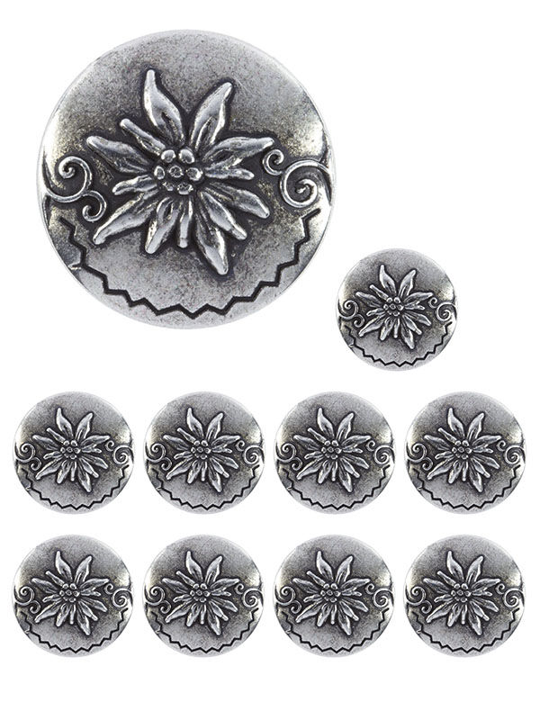 Trachtenknöpfe Edelweiß/Bordüre groß - 10er/Pack Trachtenknöpfe Edelweiß/Bordüre groß - 10er/Pack