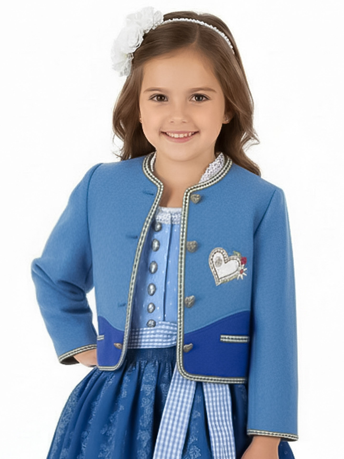 Trachtenjacke Mädchen Madl 100% Merinowolle Blau
